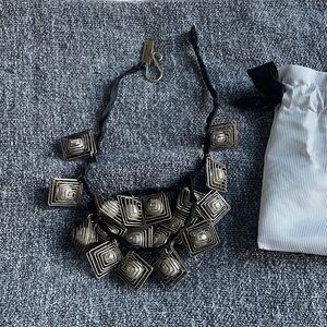 MaxMara Black and Silver Square Necklace